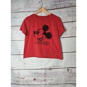 Disney Mickey Mouse Tshirt Size XL Red Cropped Classic Character Youth